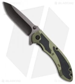 ABKT 006 Spring Assisted Knife Green Camo Aluminum (2.75" Black) AB006