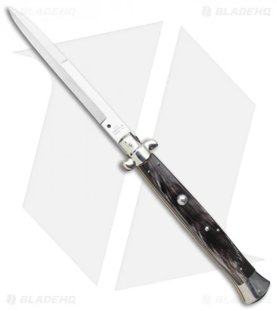 AGA Campolin 18" Italian Stiletto Knife Dark Horn (8" Satin Bayonet)