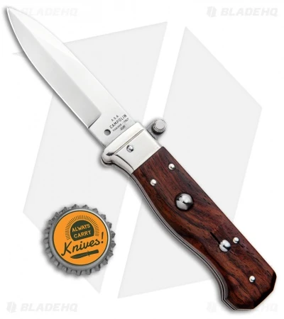 AGA Campolin Piccolo Italian Stiletto Automatic Knife Cocobolo (2.8" Satin) - Image 4