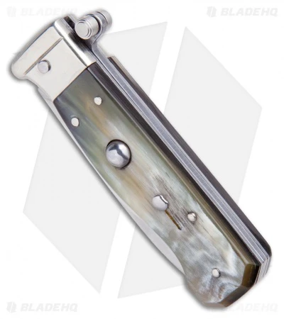 AGA Campolin Piccolo Italian Stiletto Automatic Knife Brazilian Horn(2.8" Satin) - Image 2