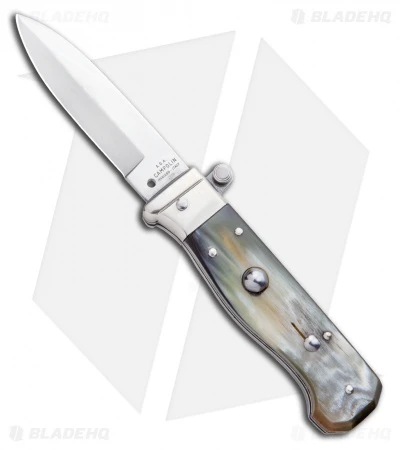 AGA Campolin Piccolo Italian Stiletto Automatic Knife Brazilian Horn(2.8" Satin)