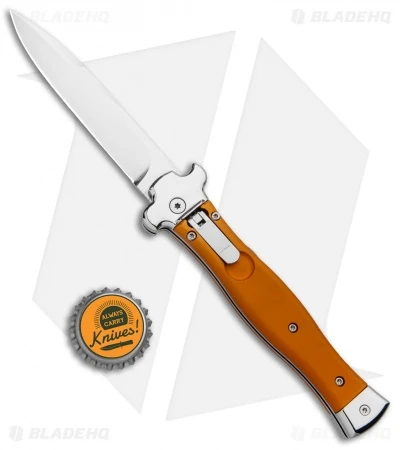 AGA Campolin Zero Italian Leverlock Automatic Knife Orange Al (3.75" Tumbled) - Image 4