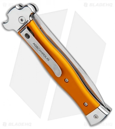 AGA Campolin Zero Italian Leverlock Automatic Knife Orange Al (3.75" Tumbled) - Image 3
