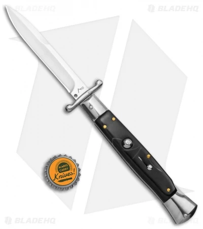 AKC Swinguard 10" Auto Italian Bayonet Stiletto Sim Dark Horn (4.25" Satin) - Image 5