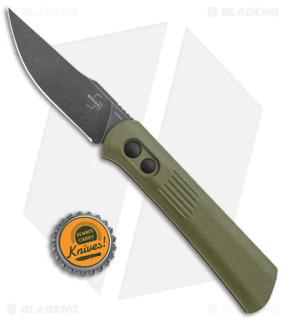 Boker Lundquist Alluvial Automatic Knife OD Green (3" Black SW) - Image 4
