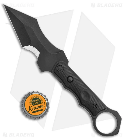 CIVIVI Orthrus Tactical Button Fixed Blade Knife Black G-10 (3.8" Black Serr) - Image 5