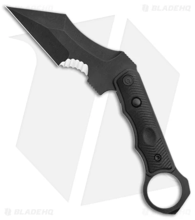 CIVIVI Orthrus Tactical Button Fixed Blade Knife Black G-10 (3.8" Black Serr) - Image 2