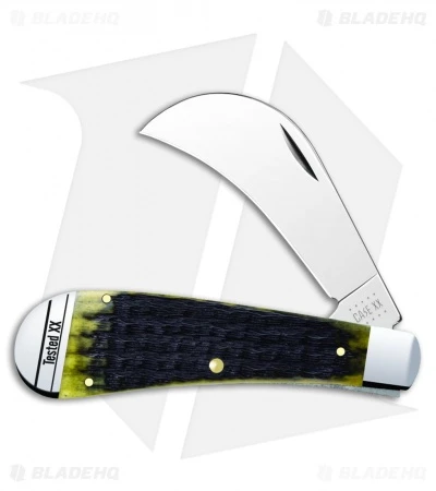 Case Hawkbill Pruner Knife 4" Olive Green Russell Jigged Bone (61011 SS) 13284