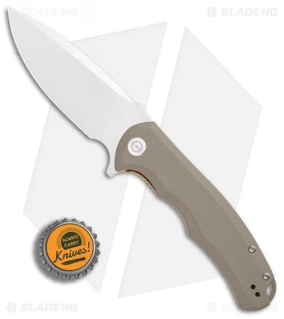 CIVIVI Praxis Flipper Liner Lock Knife Tan G-10 (3.75" Satin) C803B - Image 4
