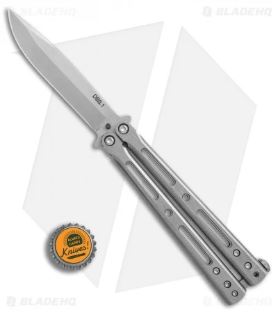 DogBite Knives DB3.1 Balisong Butterfly Knife Gray Ti (4" Stonewash) - Image 4
