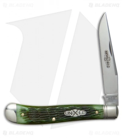 GEC #48 Northfield UN-X-LD Pocket Knife 3.8" Pickle Green Jigged Bone 488117