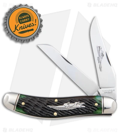 GEC #88 Tidioute Bayou Trapper Knife Swamp Green Jigged Bone Gator (3" Satin) - Image 4