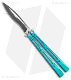 Hom Design I-Basilisk Channel Butterfly Knife Teal Titanium (4.5" Acid Wash)