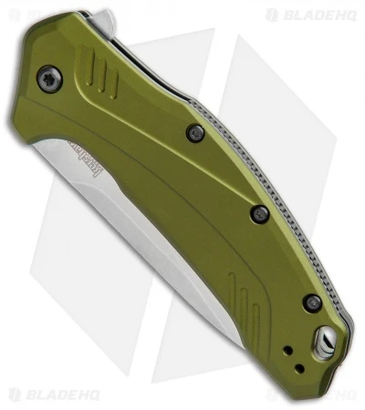 Kershaw Link 20CV Drop Point Knife Olive Al (3.25" Stonewash) 1776OLSW - Image 2