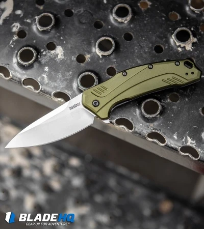 Kershaw Link 20CV Drop Point Knife Olive Al (3.25" Stonewash) 1776OLSW - Image 5