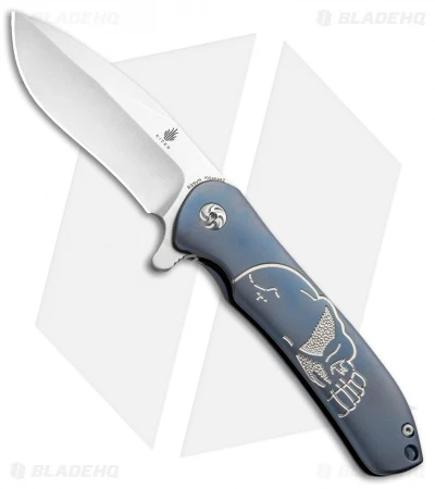 Kizer Cucchiara Hustler Flipper Knife Blue Titanium (4.625" Stonewash) Ki5464A2