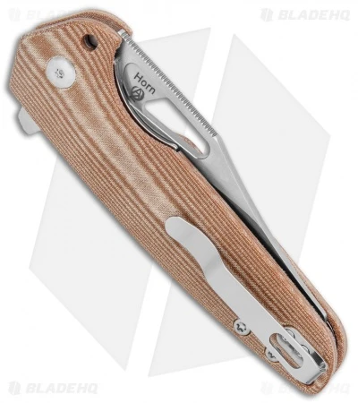 Kizer Horn Frame Lock Flipper Knife Tan Micarta (3.1" Satin) Ki3557 - Image 3