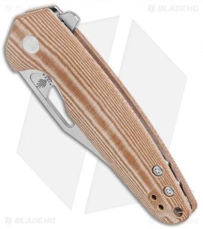 Kizer Horn Frame Lock Flipper Knife Tan Micarta (3.1" Satin) Ki3557 - Image 2