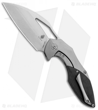 Kizer Isham Megatherium Left Hand Flipper Knife Ti/CF (3.6" Stonewash) KI4502L1 - Image 2