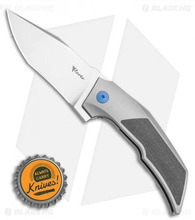 Reate Knives Reate Bharucha T3000 Frame Lock Carbon Fiber/Ti W/ Blue Screws (3" Satin) - Image 4