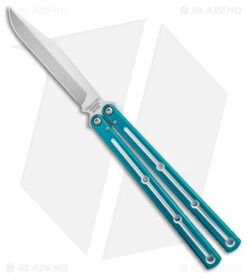 DoneSquid Industries Krake Raken V2.5 Bowie Balisong Knife Dual-Tone Teal (4.5")