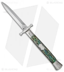 AGA Campolin 13" Bat Swinguard Automatic Knife Abalone (5.75" Dagger)