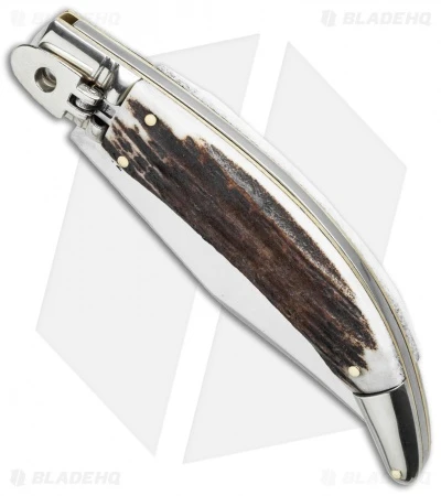 AGA Campolin Diana Lever Lock Automatic Knife Stag Horn (3.75" Satin) - Image 3