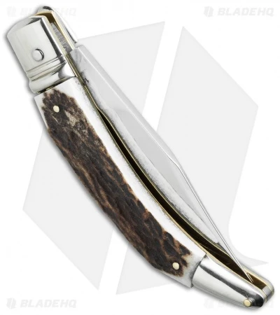 AGA Campolin Diana Lever Lock Automatic Knife Stag Horn (3.75" Satin) - Image 2