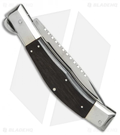 Lepre 10" Picklock Automatic Knife Ebony Wood W/ Filework (4.2" Satin) - Image 3