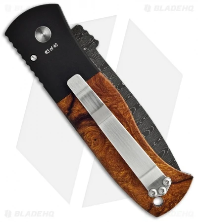 Emerson Protech Custom CQC-7 Desert Ironwood Automatic Knife (3.25" Damascus) - Image 2